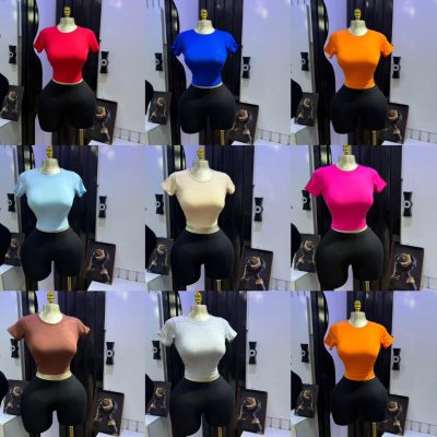 Women's Seamless Short Sleeve Crewneck Crop Top